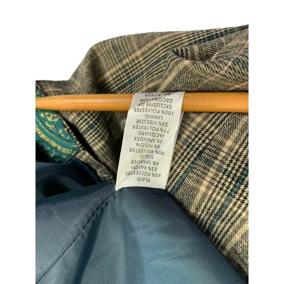 CJ Banks Women's Emerald Essence Plaid Blazer - Picture 5 of 9